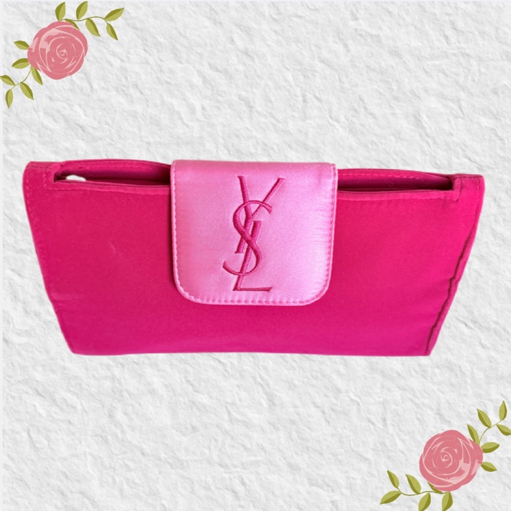 New YSL Bright Pink Cosmetic/Makeup Bag with Mirror - Picture 3 of 6